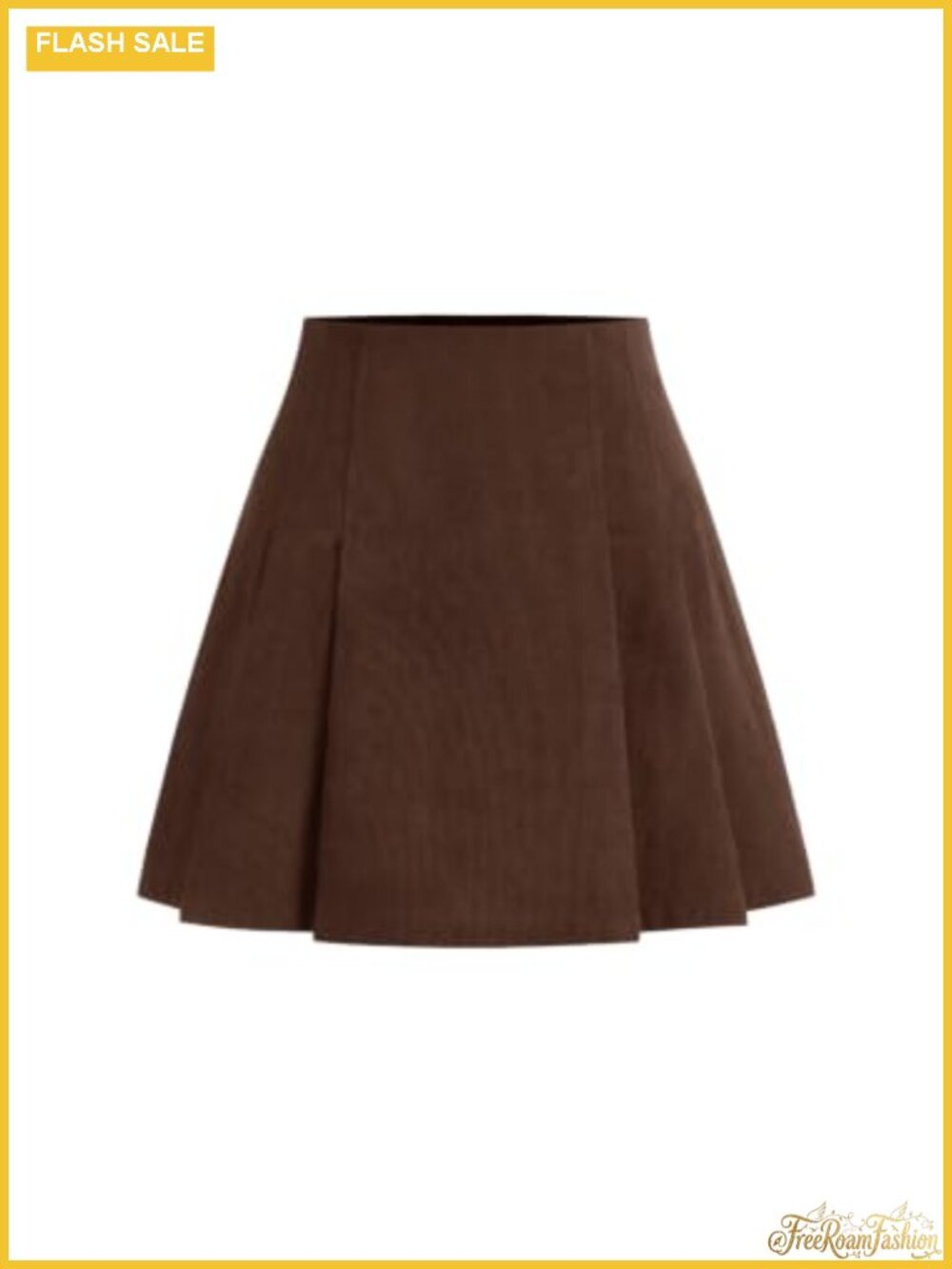 Corduroy Pleated Mini Skirt Mid Rise Side Zip Regular Fit Casual
